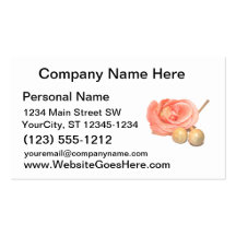 Rose with wooden percussion bell mallets faded cut business cards
