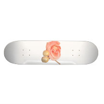 Rose with wooden percussion bell mallets faded cut skateboard