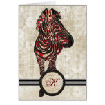 Rose Zebra Monogram Notecard
