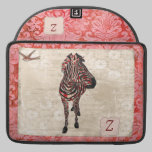 Rose Zebra Monogram Red Damask   Macbook Sleeve macbook sleeves
