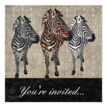 Rose Zebra Shadows Invitation
