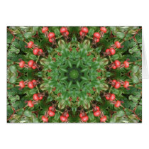 Rosehips Red Berries Mandala Greeting Cards
