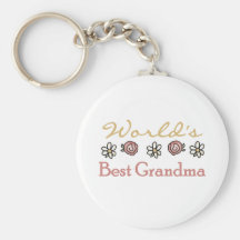 Roses and Daisies World's Best Grandma Keychains