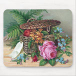 Roses and Ferns in Basket Vintage Victorian Mouse Pad