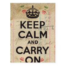 Roses and Groceries Keep Calm and Carry On postcards