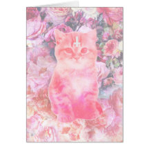 Roses And Inverted Cross Kitten Card
