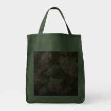 Roses and Lilacs on Green Canvas Bags