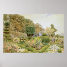 Roses and Pinks Levens Hall Kendal Cumbria Elgood Poster