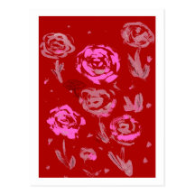 Roses Painting red background abstract Post Cards