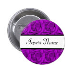Roses purple wedding name tag pins