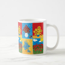 roses, Sunflowers, Irises, Big Poppy field, ros... Mug