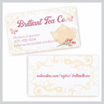 Roses teapot flowers butterflies tea cup business business cards