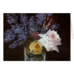 Roses, Tulips, Lilacs in a Crystal Vase - Card