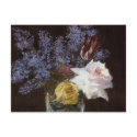 Roses, Tulips, Lilacs in a Crystal Vase - Postcard