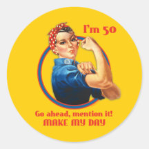 Rosie Riveter 50th Birthday Sticker