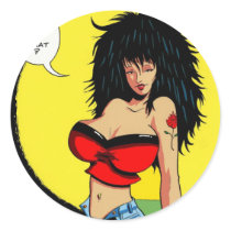 Rosie Says; "Real Women Have Belly Piercings." Round Sticker