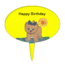 Rosie The Pomeranian Puppy Oval Cake Toppers