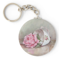 Rosy China Teacup Keychain