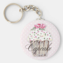 Rosy Cupcake on Pink Keychain
