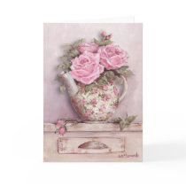Rosy Tea Pot Greeting Cards