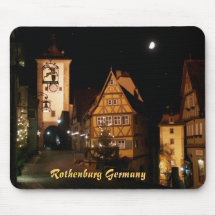 Rothenburg Germany in Moonlight Mouse Mat