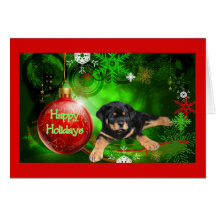 Rottweiler Christmas Card Happy Holidays Ball
