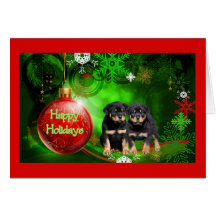 Rottweiler Christmas Card Happy Holidays Ball