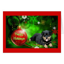 Rottweiler Christmas Card Happy Holidays Ball