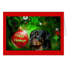 Rottweiler Christmas Card Happy Holidays Ball