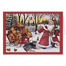 Rottweiler Christmas Card Santa Bears In Sleigh