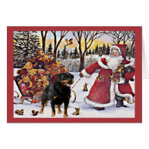 Rottweiler Christmas Card Santa Bears In Sleigh