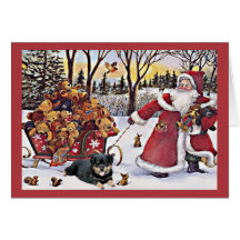 Rottweiler Christmas Card Santa Bears In Sleigh