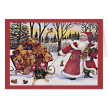 Rottweiler Christmas Card Santa Bears In Sleigh