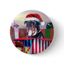 Rottweiler Christmas Surprise Button