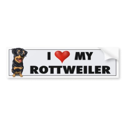 Rottweiler Love Sticker Bumper Sticker by cartoondogs
