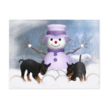 Rottweiler Puppies Playing In The Snow Post Card