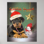 Rottweiler Puppy Santa Paws Print