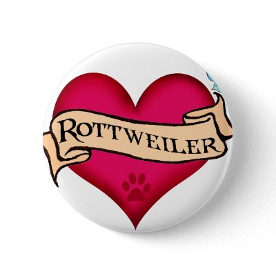 Rottweiler Tattoo Heart Button by dogsandhorses