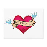Rottweiler Tattoo Heart postcards