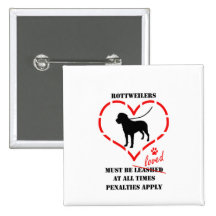 Rottweilers Must Be Loved Pinback Buttons