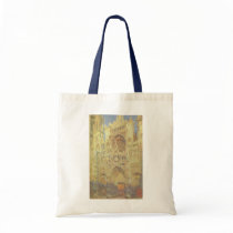 Rouen Cathedral, Sunset by Claude Monet Tote Bag