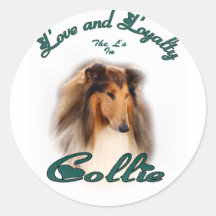 Rough Collie Art Gifts Round Sticker