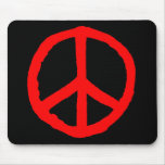 Rough Peace Symbol - Red on Black mousepads