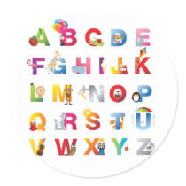 round alphabet sticker