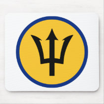 Round Barbados Flag Mousepad