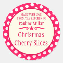 Round cherry red cookie exchange baking stickers