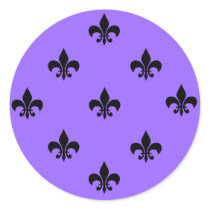 Round Fleur de Lis Stickers BLACK