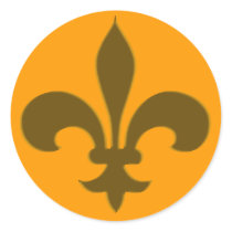 Round Fleur de Lis Stickers DARK GOLD