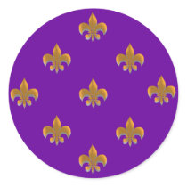 Round Fleur de Lis Stickers GOLD Pattern