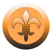 Round Fleur de Lis Stickers ORANGE